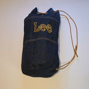 Vintage Lee Denim Duffle Bag With Draw String